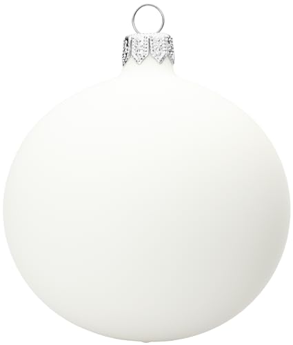Sikora Essentials Klassische Christbaumkugeln aus Glas - matt - 6 Farben 3 Größen Premium Qualität, Farbe:Weiss matt 4er Set, Höhe in cm:8 cm von SIKORA