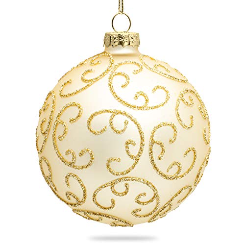SIKORA Highlights 4er Set ausgefallene Christbaumkugeln aus Glas Champagner, Farbe/Modell:Modell Florenz Champagner, Größe:8 cm von SIKORA