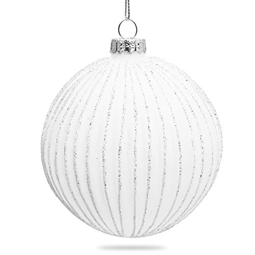 SIKORA Highlights 4er Set ausgefallene Christbaumkugeln aus Glas Weiss, Farbe/Modell:Modell Helsinki Weiss, Größe:8 cm von SIKORA