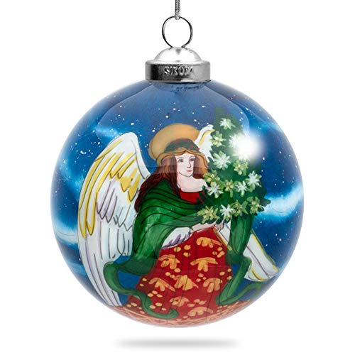 SIKORA K08-79 Christkind mit Weihnachtsbaum Glaskugel Weihnachtskugel Innenglasmalerei D: 7,5 cm von SIKORA