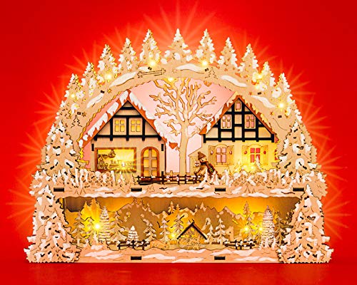 SIKORA LB65 beleuchteter LED Holz Schwibbogen WINTERDORF inklusive Trafo von SIKORA