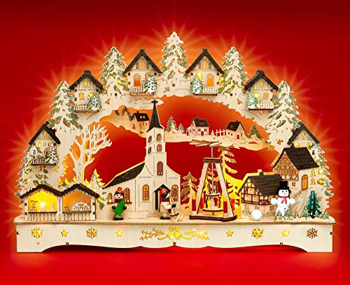 SIKORA LB71 beleuchteter LED Holz Schwibbogen WEIHNACHTSDORF inklusive Trafo von SIKORA