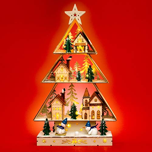 SIKORA LB85 beleuchteter LED Holz Weihnachtsbaum Schwibbogen WINTERDORF mit Trafo von SIKORA
