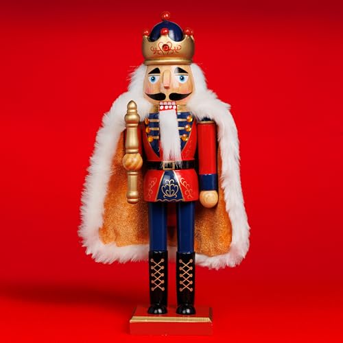 SIKORA NK-D aufwändig gestaltete Deko Nussknacker Figur aus Holz, Farbe/Modell:D04 rot/blau - König mit Umhang, Höhe in cm:Höhe ca. 36 cm SIKORA NK-D aufwändig gestaltete Deko Nussknacker Figur aus Holz, Farbe/Modell:D04 rot/blau - König mit Umhang, Höhe in cm:Höhe ca. 36 cm von SIKORA