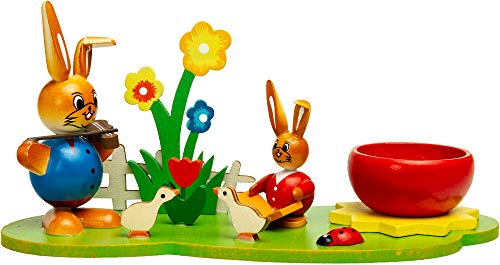SIKORA OD13 Osterdeko farbenfrohe Holz Eierbecher Ostergarten mit Osterhasen Figuren, Farbe/Modell:Eierbecher Osterhasen Musikanten von SIKORA