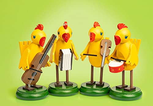 SIKORA OD21 Osterdeko Lustige Hühner Band Holz Figuren 4er Set - 2 Größen, Höhe in cm:Höhe ca. 7 cm von SIKORA