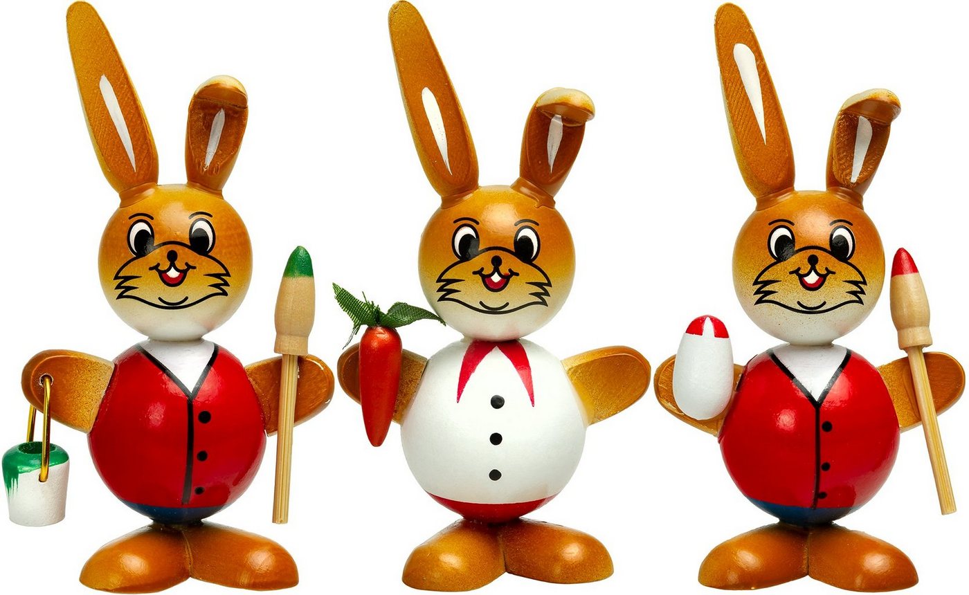 SIKORA Osterhase OD10 Osterhasen Figuren aus Holz als farbenfrohe Osterdeko 3er Set H: 9 cm von SIKORA