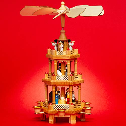 SIKORA P34 Klassische Holz Weihnachtspyramide mit 3 Etagen von SIKORA
