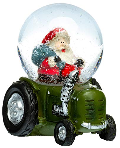SIKORA SK01 Kleine Glas Deko Schneekugel Weihnachtsmann auf dem Traktor D:45mm, Schneekugeln:Weihnachtsmann im Traktor von SIKORA