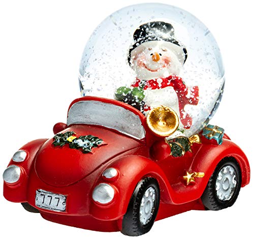 SIKORA SK04 Kleine Glas Deko Schneekugel Schneemann im Auto D:45mm, Schneekugeln:Schneemann im Auto von SIKORA