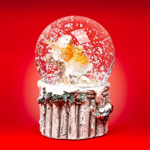 SIKORA SK30 Kleine Glas Deko Schneekugel Rotkehlchen D:45mm von SIKORA