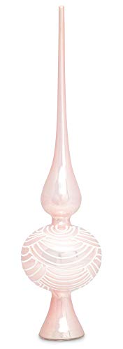 SIKORA SP6 Highlights Christbaumspitze aus Glas mit Glitzer Verzierung 2 Größen, Farbe:Rosa, Größe:H ca. 33 cm (für Bäume von ca. 170 bis 240 cm) von SIKORA