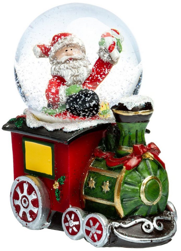 SIKORA Schneekugel SK06 Kleine Glas Schneekugel Weihnachtsmann in der Lokomotive D:45mm von SIKORA