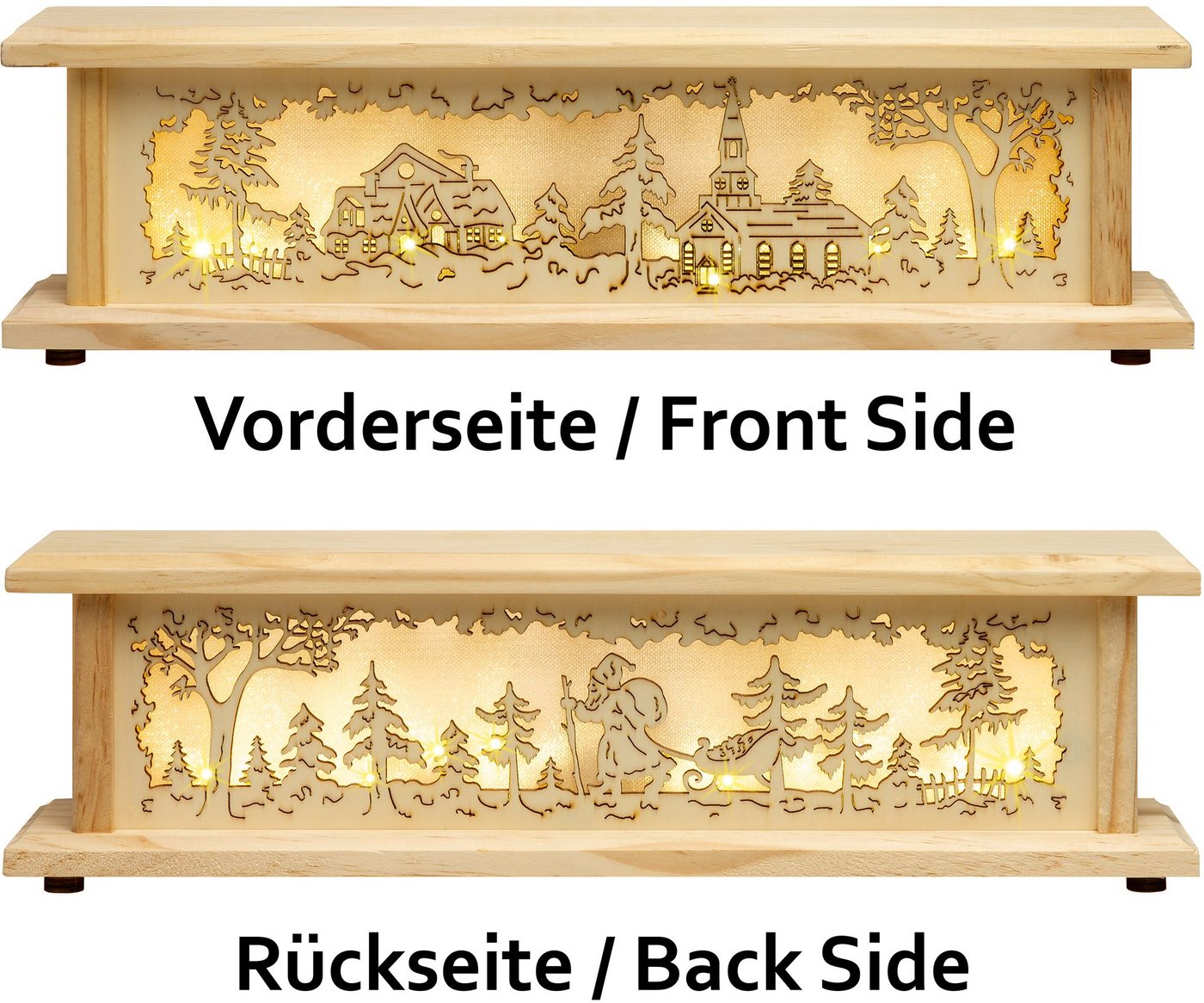 SIKORA Schwibbogen-Fensterbank B22 beleuchtete LED Holz Schwibbogen Erhöhung Wendebank mit 2 Motiven - 2 Längen von SIKORA