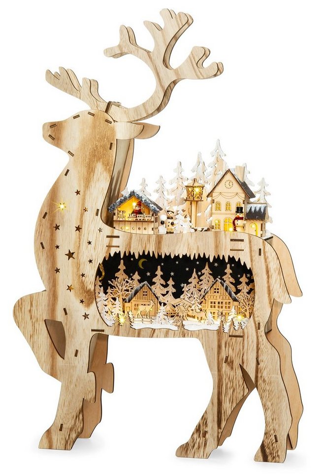SIKORA Schwibbogen LB05 XXL 3D Rentier mit LED Beleuchtung H:67 cm von SIKORA