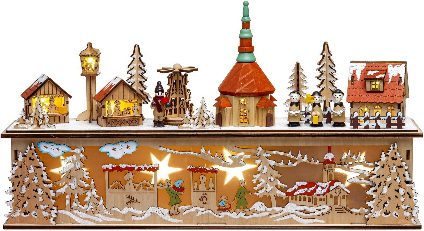 SIKORA Schwibbogen LB09 SEIFFENER WEIHNACHTSMARKT Lichtersockel mit LED Beleuchtung B:45cm von SIKORA