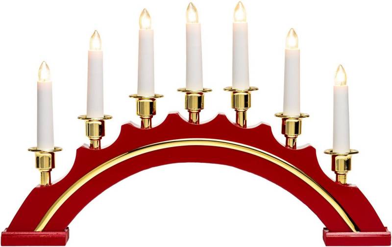SIKORA Schwibbogen LB64 halbrunder Lichterbogen mit 7 elektrischen Kerzen und Golddekor von SIKORA