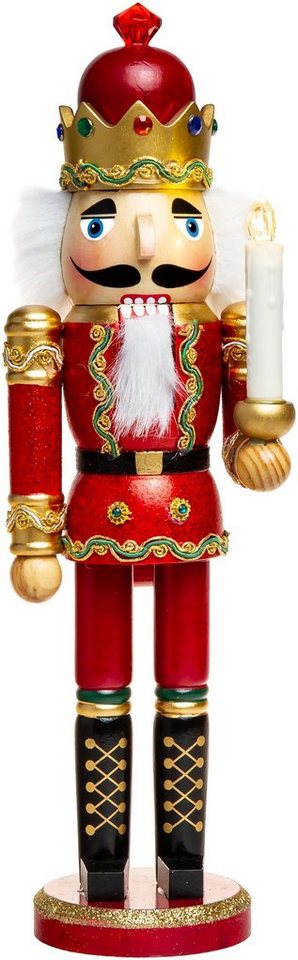 SIKORA Weihnachtsfigur NK-C XL Glitzer Deko Nussknacker aus Holz mit LED Kerze von SIKORA