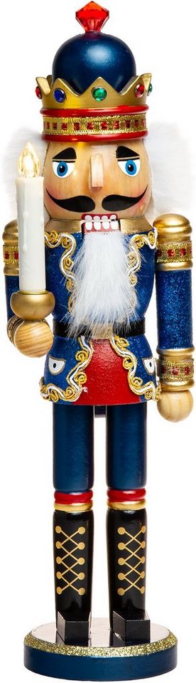 SIKORA Weihnachtsfigur NK-C XL Glitzer Deko Nussknacker aus Holz mit LED Kerze von SIKORA