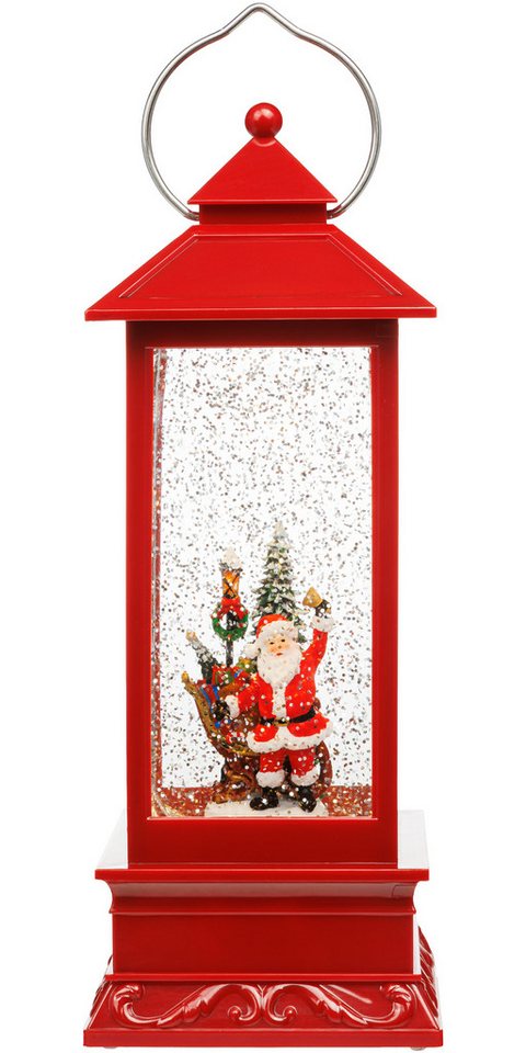 SIKORA Dekoobjekt WL13 LED Schneelaterne Santa am Baum rot wirbelnde Flocken und Musik von SIKORA