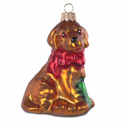 Sikora BS182 Christbaumschmuck Glas Ornament/Hund MIT Schleife - H:9cm von SIKORA