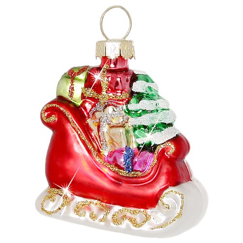 Sikora Christbaumschmuck Glas Ornament/Nikolaus Schlitten - H:6cm von SIKORA