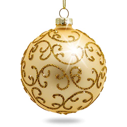 Sikora Highlights 4er Set ausgefallene Christbaumkugeln aus Glas Gold, Größe:8 cm, Farbe/Modell:Modell Florenz Gold von SIKORA