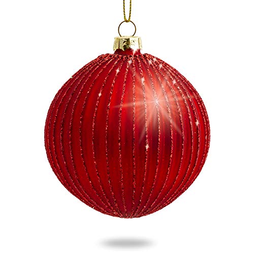 Sikora Highlights 4er Set ausgefallene Christbaumkugeln aus Glas Rot 8cm, Farbe/Modell:Modell Helsinki rot, Höhe in cm:8 cm von SIKORA