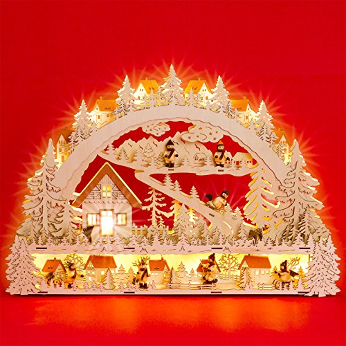 Sikora LB53 Traumhafter XXL LED Holz Schwibbogen WINTERDORF von SIKORA