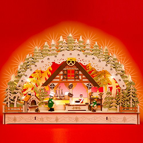 Sikora LB69 beleuchteter 3D LED Holz Schwibbogen WEIHNACHTSBÄCKEREI inklusive Trafo von SIKORA