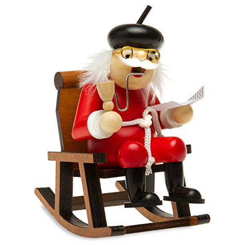 Sikora Räuchermännchen aus Holz Oma oder Opa im Schaukelstuhl Räucherfigur Deko Weihnachtsfigur - RM-F, Farbe/Modell:F02 rot - Opa auf dem Schaukelstuhl, Höhe in cm:Höhe ca. 16.5 cm von SIKORA