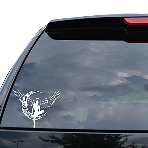 15,3 * 12,5 CM Mädchen Sitzt Auf Dem Mond Auto Auto Aufkleber Vinyl Aufkleber Beliebte Mode Stil(2 Stück) von SIKPOT