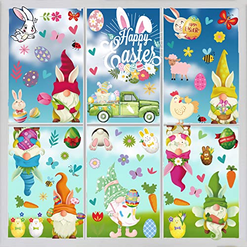 Fensterbilder Ostern, SILARLAIT 9 Stück Ostern Aufkleber Selbstklebend & Repositionierbar & Wiederverwendbar, Fensterbilder für Frühling und Ostern, Frühlingsdeko Osterdeko Kinder für Glas, Vitrinen von SILARLAIT