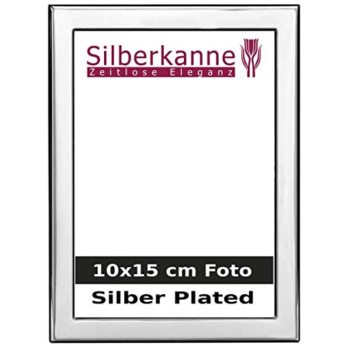 SILBERKANNE Bilderrahmen Arenzano 10x15 cm Foto mit Holzrücken Premium Silber Plated edel versilbert in Top Verarbeitung von SILBERKANNE