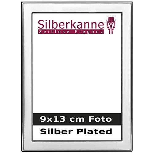 SILBERKANNE Bilderrahmen Arenzano 9x13 cm Foto mit Holzrücken Premium Silber Plated edel versilbert in Top Verarbeitung von SILBERKANNE