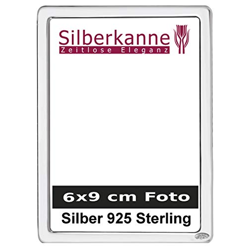 SILBERKANNE Bilderrahmen Bremen für 6x9 cm Foto Silber 925 Sterling mit Holzrücken in Premium Verarbeitung von SILBERKANNE