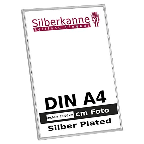 SILBERKANNE Bilderrahmen DIN A4 für Urkunden und Zertifikate 20,0x29,0 cm Foto Silber Plated versilbert in Premium Verarbeitung von SILBERKANNE