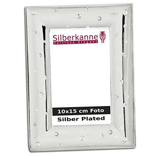 SILBERKANNE Bilderrahmen Diamant 10x15 cm Foto Premium Silber Plated edel versilbert in Top Verarbeitung von SILBERKANNE