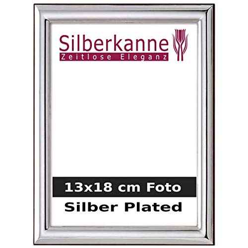 SILBERKANNE Bilderrahmen Genua 13x18 cm Foto mit Holzrücken Premium Silber Plated versilbert von SILBERKANNE