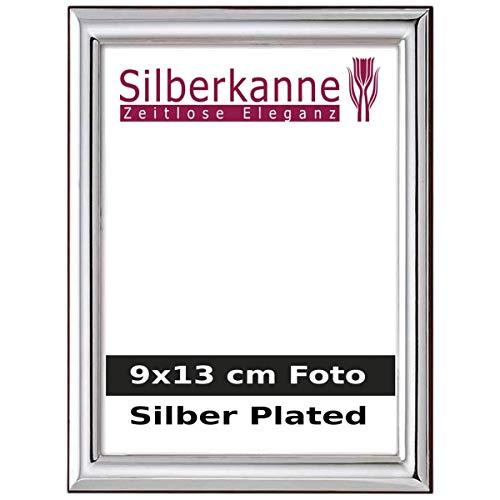 SILBERKANNE Bilderrahmen Genua 9x13 cm Foto mit Holzrücken Premium Silber Plated edel versilbert in Top Verarbeitung von SILBERKANNE
