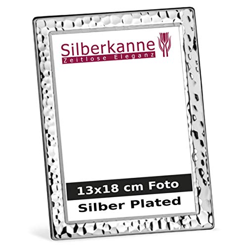 SILBERKANNE Bilderrahmen Hammerschlagdekor für 13x18 cm Foto Premium Silber Plated edel versilbert in Top Verarbeitung von SILBERKANNE