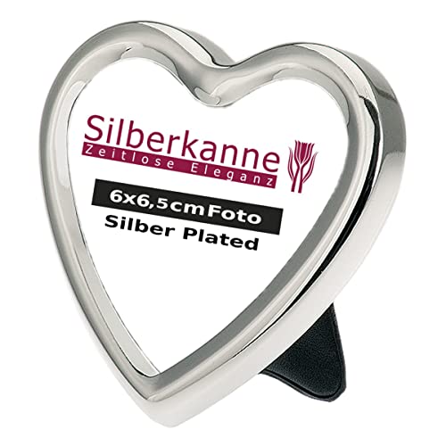 SILBERKANNE Bilderrahmen Herz 7 x 7,5 cm für Foto 6 x 6,5 cm Premium Silber Plated edel versilbert. Fertig zum verschenken mit schicker Geschenkverpackung von SILBERKANNE