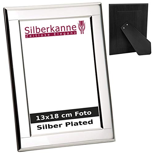 SILBERKANNE Bilderrahmen Mainz 13x18 cm Foto mit Holzrücken aus Premium Silber Plated edel versilbert. Fertig zum verschenken mit schicker Geschenkverpackung (Für Foto 13x18 cm) von SILBERKANNE