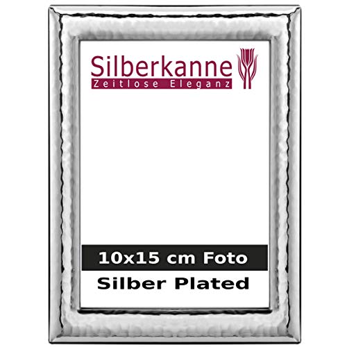 SILBERKANNE Bilderrahmen Monaco 10x15 cm Foto mit Holzrücken Premium Silber Plated edel versilbert in Top Verarbeitung von SILBERKANNE