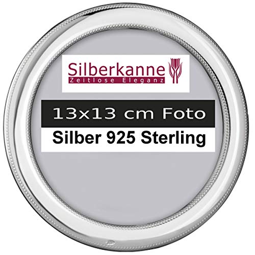SILBERKANNE Bilderrahmen Silber 925 Berlin rund D 13 cm Foto mit Holzrücken in Premium Verarbeitung: Fertig zum verschenken mit schicker Geschenkverpackung von SILBERKANNE