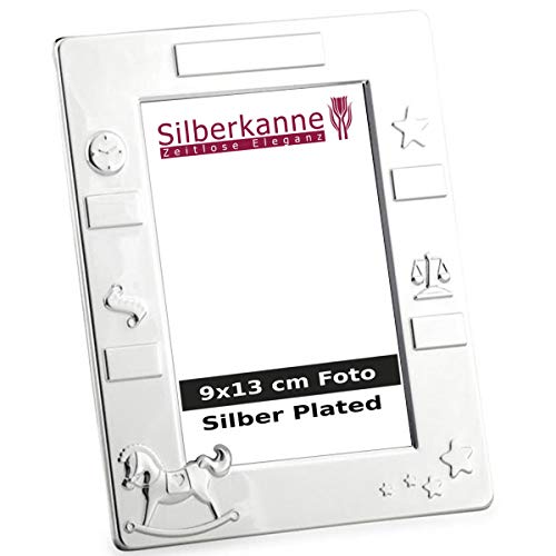 SILBERKANNE Bilderrahmen Taufe Kindermotive 9x13 cm Foto Premium Silber Plated edel versilbert in Top Verarbeitung von SILBERKANNE