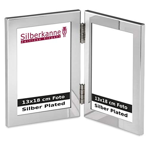 SILBERKANNE Doppel-Bilderrahmen Portraitrahmen 2X 13x18 cm Foto Premium Silber Plated edel versilbert in Top Verarbeitung von SILBERKANNE