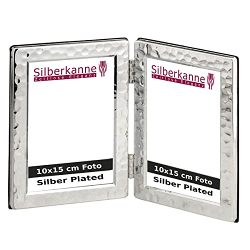 SILBERKANNE Doppel-Bilderrahmen Portraitrahmen Welle 2x 10x15 cm Foto Premium Silber Plated edel versilbert in Top Verarbeitung von SILBERKANNE