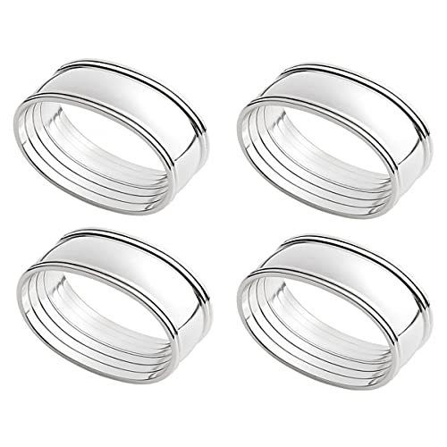 SILBERKANNE Exklusive Serviettenringe Fadenmuster 5,5x4x2 cm 4er Premium Silber Plated edel versilbert. Fertig zum verschenken mit schicker Geschenkverpackung von SILBERKANNE