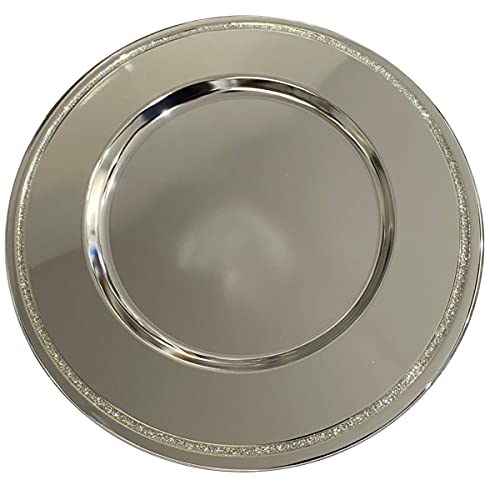 SILBERKANNE Exklusiver Platzteller 31 cm mit Kristallrand Premium Silber Plated edel versilbert. Fertig zum verschenken mit schicker Geschenkverpackung von SILBERKANNE